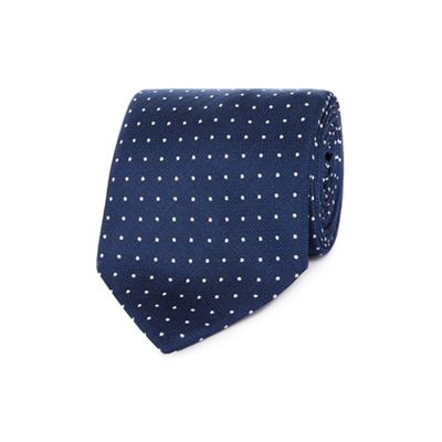 Navy pin dot silk tie